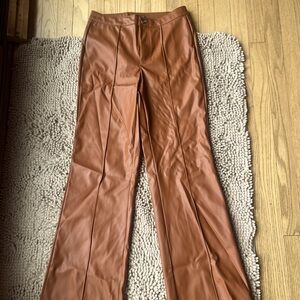 Wild Fable faux leather brown flare bottom pants, size 4